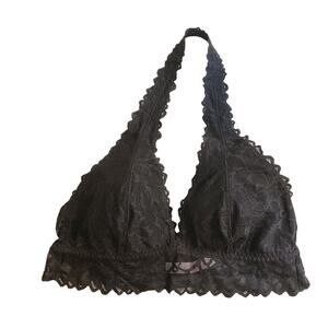 Victoria Secret's Bralette Women's Black Lace Halter Back Closure SZ Large